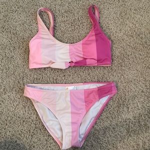pink striped full bikini